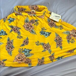 LuLaRoe Yellow Floral Kids azure skirt size 8